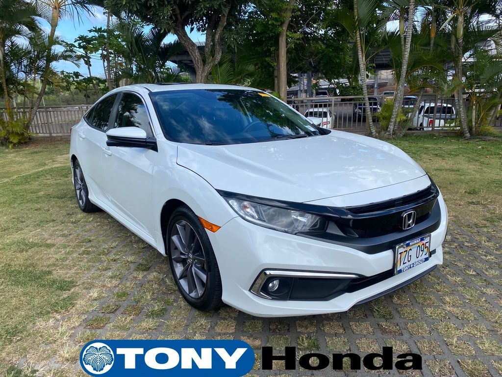 2020 Honda Civic EX-L in White — front three-quarter view