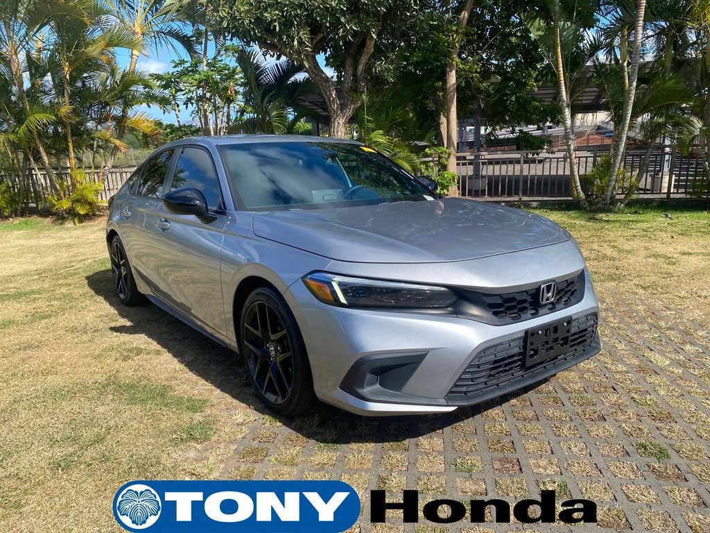 2023 Honda Civic Sport in Lunar Silver Metallic — front three-quarter view