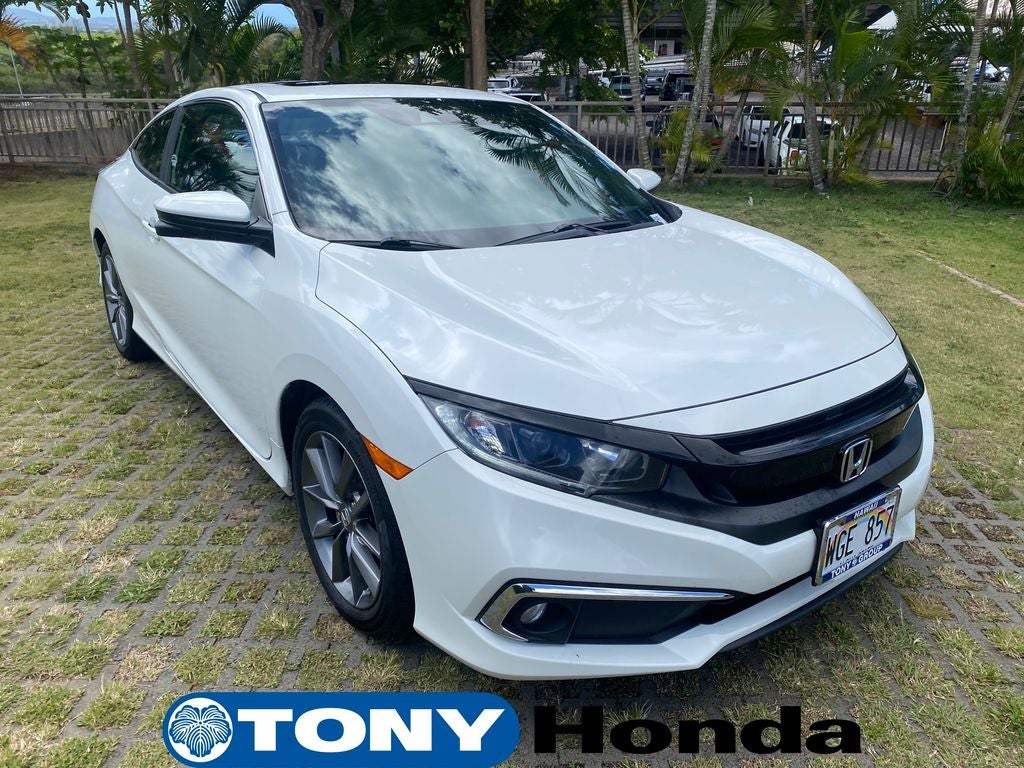 2019 Honda Civic EX in White — front three-quarter view