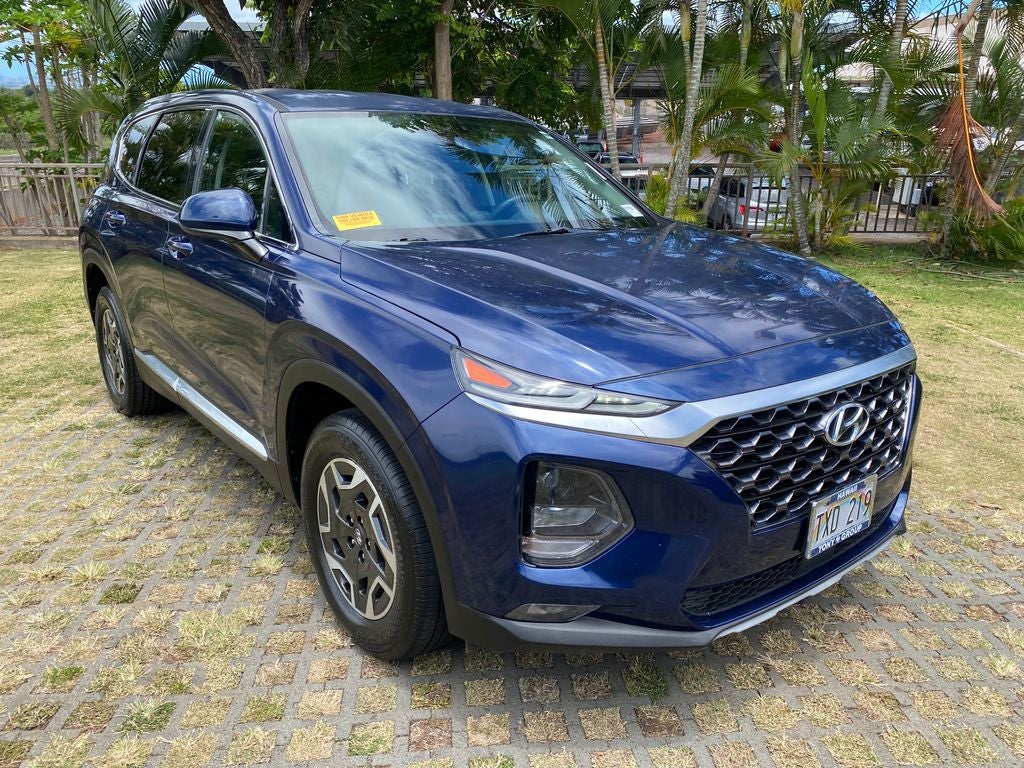 2019 Hyundai SANTA FE SEL in Stormy Blue — front three-quarter view