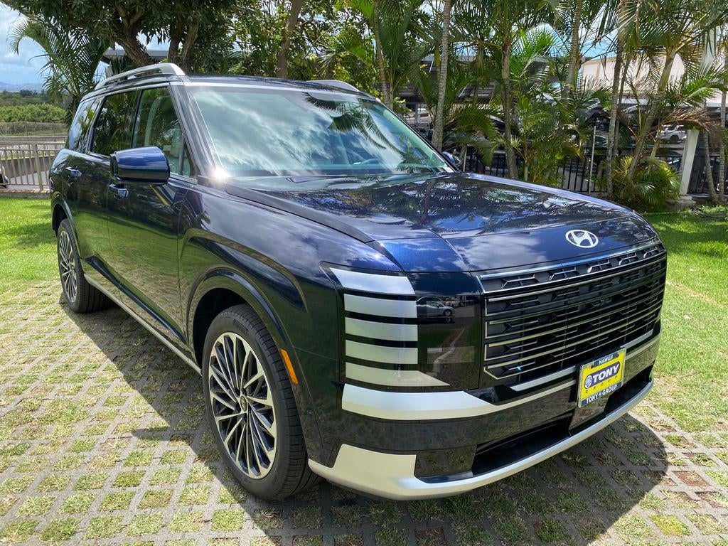 2026 Hyundai PALISADE HYBRID Calligraphy in Pacific Sapphire — front three-quarter view