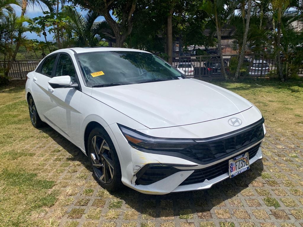 2024 Hyundai ELANTRA Limited in Serenity White — front three-quarter view